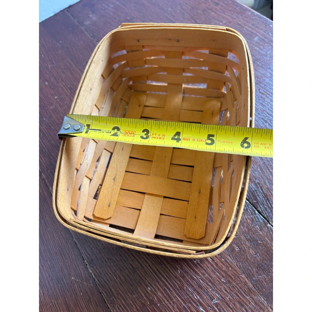 Longaberger Handwoven Rectangular Basket 2000 Dresden Ohio‎ Maple Wood 7x5x2.5